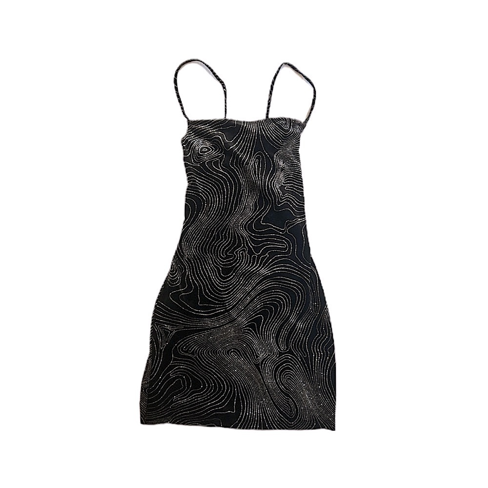 Elegant Black Dress with Glitter Silver Accents valentines